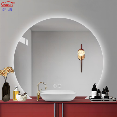 Semi Circle Wall Bevelled Backlit Smart Bath Salon 메이크업 스티커 미러 매일용