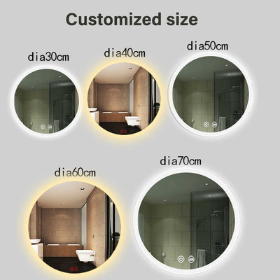 Semi Circle Wall Bevelled Backlit Smart Bath Salon 메이크업 스티커 미러 매일용