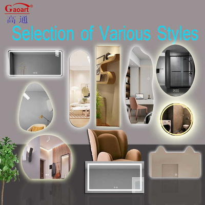 Semi Circle Wall Bevelled Backlit Smart Bath Salon 메이크업 스티커 미러 매일용