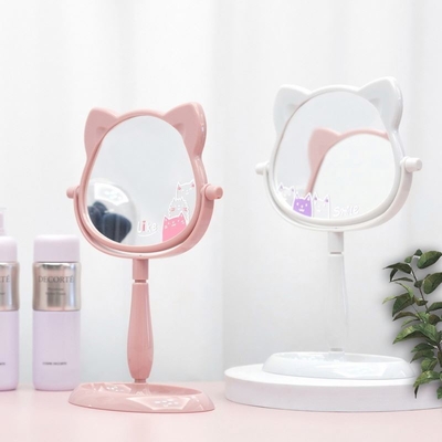 패션 디자인 플라스틱 및 유리 거울 서 있는 데스크톱 메이크업 여행용 거울