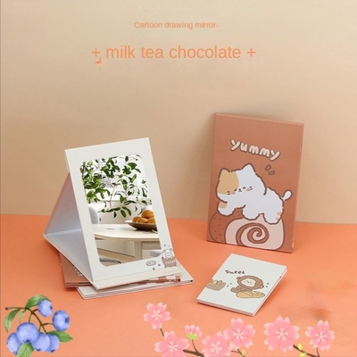 현대 스타일 사각형 주머니 원형 콤팩트 미니 화장품 거울